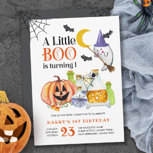 Invitación Cumpleaños número 1 de Little Boo Halloween Ghost 