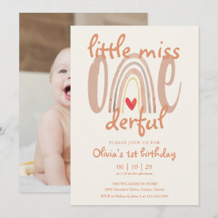 Invitación Cumpleaños número 1 de Little Miss Onederful Rainb