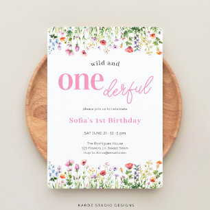 Invitación Cumpleaños número 1 de Pink Wild y Onederful Wildf