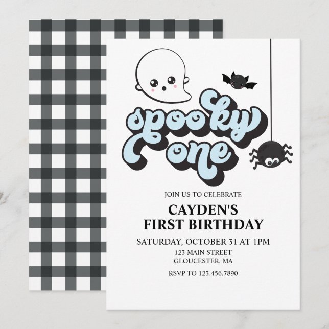 Invitación Cumpleaños número 1 de Spooky One en Halloween (Anverso / Reverso)