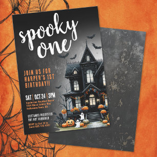 Invitación Cumpleaños número 1 de Spooky One en Halloween
