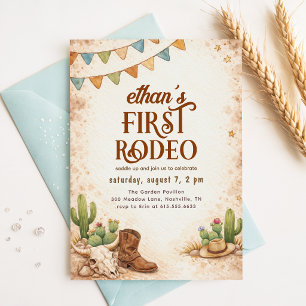 Invitación Cumpleaños número 1 de vaquero occidental vintage