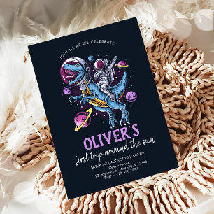 Invitación Cumpleaños número 1 del Astronauta Dinosaurio