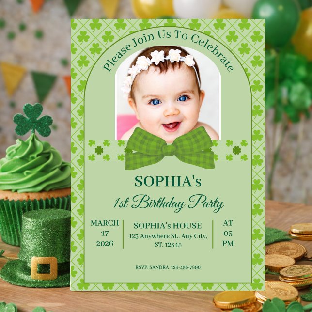 Invitación Cumpleaños número 1 del Día de San Patricio (St. Patrick’s Day 1st Birthday Invitation)