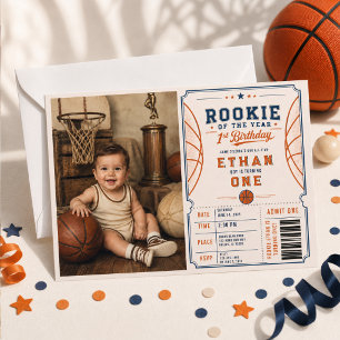 Invitación Cumpleaños número 1 del Novato de Baloncesto Vinta