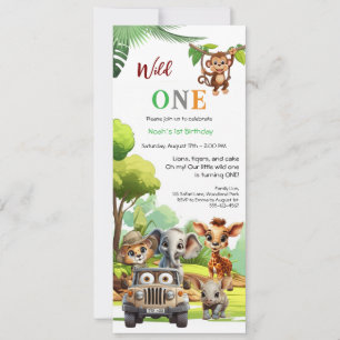 Invitación Cumpleaños número 1 del pequeño animal de la jungl