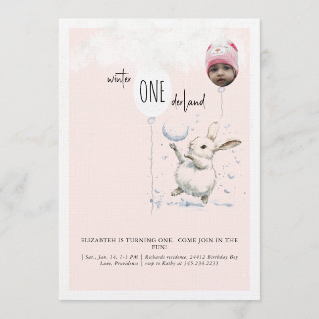 Invitación Cumpleaños número 1 Foto Cumpleaños de invierno má (Anverso)