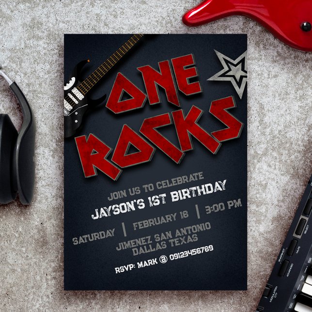 Invitación Cumpleaños número 1 - One Rocks (Subido por el creador)