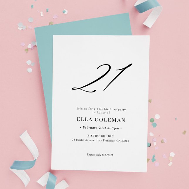 Invitación Cumpleaños número 21 elegante moderno (Subido por el creador)