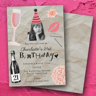 Invitación Cumpleaños número 21 personalizado con foto de chi