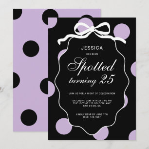 Invitación Cumpleaños número 25 de Purple Polka Dot Spotted