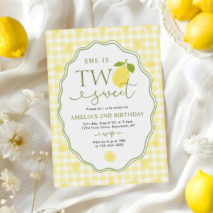 Invitación Cumpleaños número 2 con tema de limón a cuadros