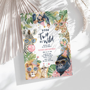Invitación Cumpleaños número 2 de Born Two Be Wild Safari Ani