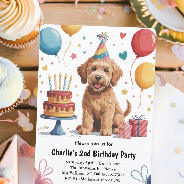 Invitación Cumpleaños número 2 de cachorro de perro de niños  (Subido por el creador)