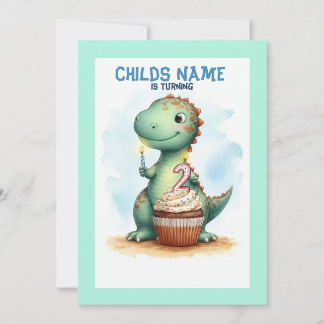 Invitación Cumpleaños número 2 de Dino (Anverso)