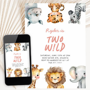 Invitación Cumpleaños número 2 de Dos Animales Salvajes de Sa