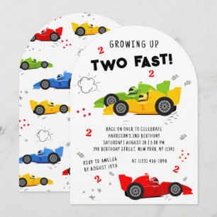 Invitación Cumpleaños número 2 de Dos Autos de Carreras Color