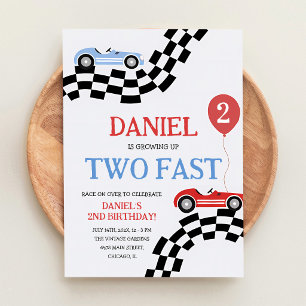 Invitación Cumpleaños número 2 de Dos Autos de Carreras Rápid