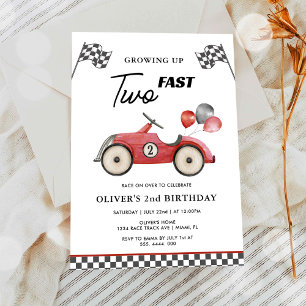 Invitación Cumpleaños número 2 de DOS chicos de coches de car