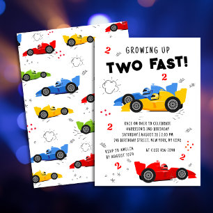 Invitación Cumpleaños número 2 de Dos Coches de Carreras Colo