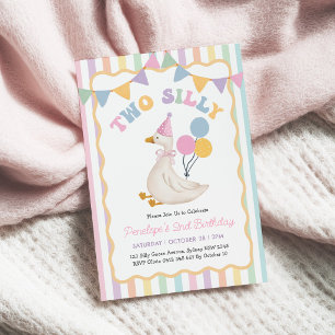 Invitación Cumpleaños número 2 de Dos Gansos Tontos con Rayas