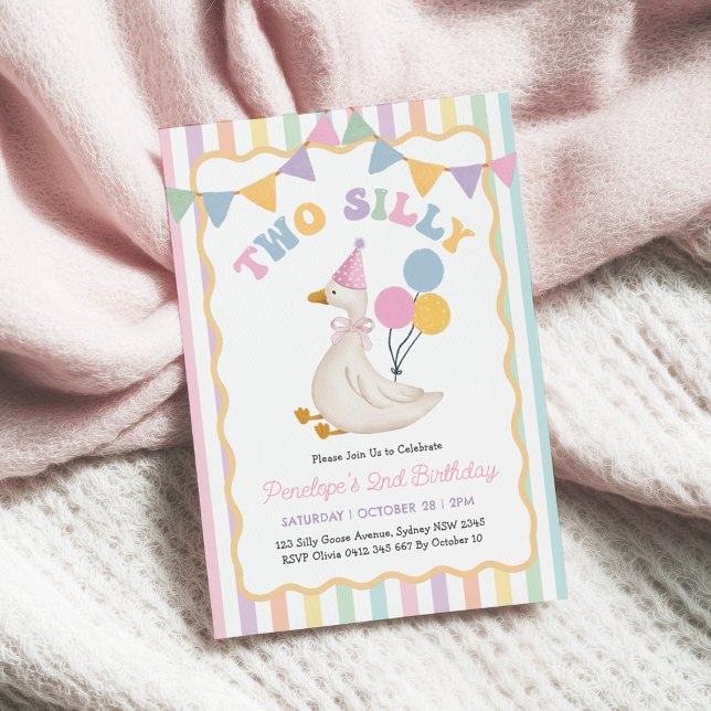 Invitación Cumpleaños número 2 de Dos Gansos Tontos con Rayas (Subido por el creador)