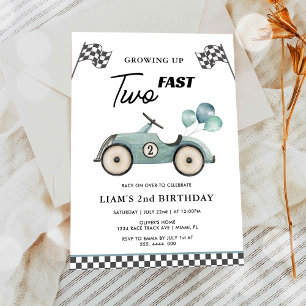 Invitación Cumpleaños número 2 de dos niños de un coche de ca