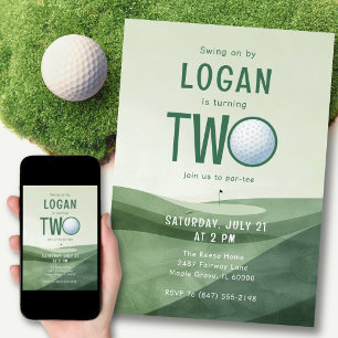 Invitación Cumpleaños número 2 de Golf Par-tee Acuarela Dos A