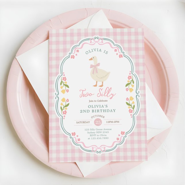 Invitación Cumpleaños número 2 de niña con lazo rosa Two Sill (Subido por el creador)