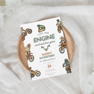 Invitación Cumpleaños número 2 de niño de bicicleta de tierra