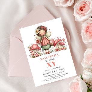 Invitación Cumpleaños número 2 de Pink Fairy, fiesta de flore