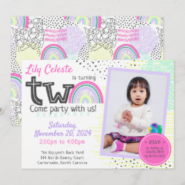 Invitación Cumpleaños número 2 de Rainbow Girl, foto con gara