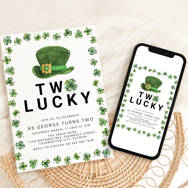 Invitación Cumpleaños número 2 de Two Lucky Shamrock (Subido por el creador)