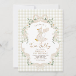 Invitación Cumpleaños número 2 de Two Silly Goose con Lazo Be