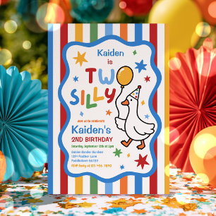 Invitación Cumpleaños número 2 del niño del ganso de dos colo