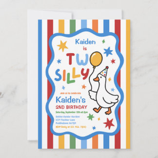 Invitación Cumpleaños número 2 del niño del ganso de dos colo