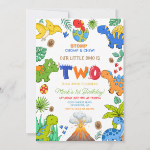 Invitación Cumpleaños número 2 del niño dinosaurio