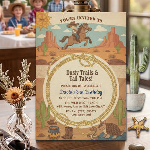 Invitación Cumpleaños número 2 del vaquero lindo con caballo