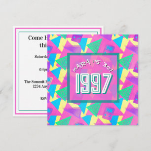 Invitación Cumpleaños número 30 al estilo Retro Memphis de 19