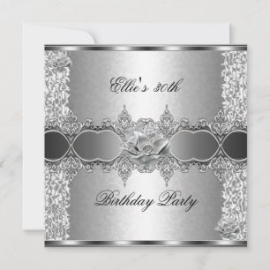Invitación Cumpleaños número 30 Fiesta Elegante Joya Floral P
