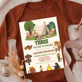 Invitación Cumpleaños número 3 de camping en el bosque estoy 