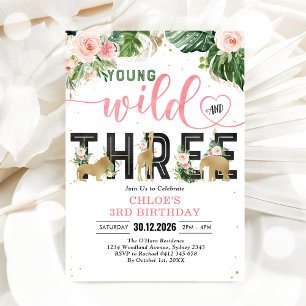 Invitación Cumpleaños número 3 de la chica Young Wild & Three