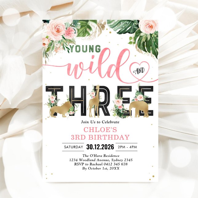 Invitación Cumpleaños número 3 de la chica Young Wild & Three (Subido por el creador)