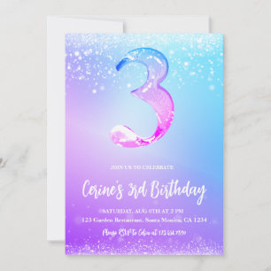 Invitación Cumpleaños número 3 de la niña de papel de alumini