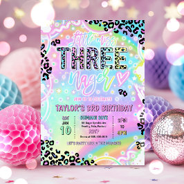 Invitación Cumpleaños número 3 de Little Miss Threenage Rainb
