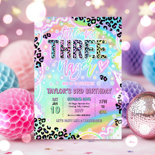 Invitación Cumpleaños número 3 de Little Miss Threenage Rainb