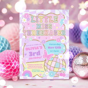 Invitación Cumpleaños número 3 de Little Miss Threenager Prep