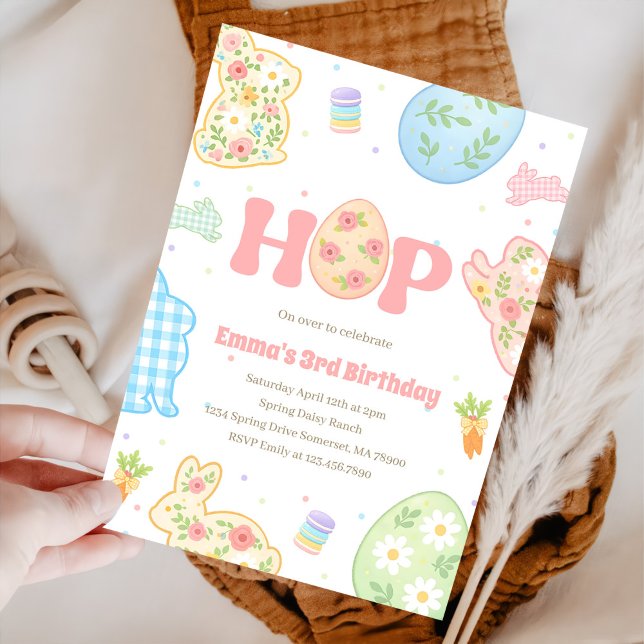 Invitación Cumpleaños número 3 de Some Bunny Pastel Floral (Subido por el creador)