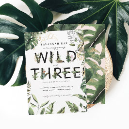 Invitación Cumpleaños número 3 de Wild & Three Tropical Green