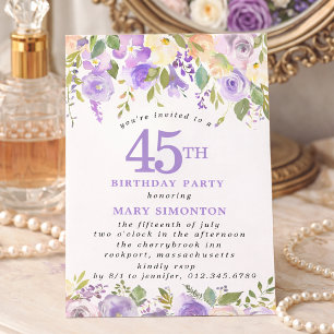 Invitación Cumpleaños número 45 PETITE Fiesta Flor de Rosa Pú